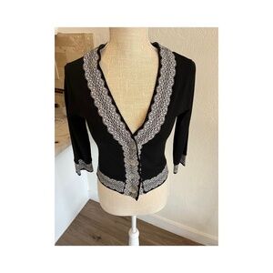 Bette  Paige Black Rock A Billy Pin Up Cropped Fitted Sweater